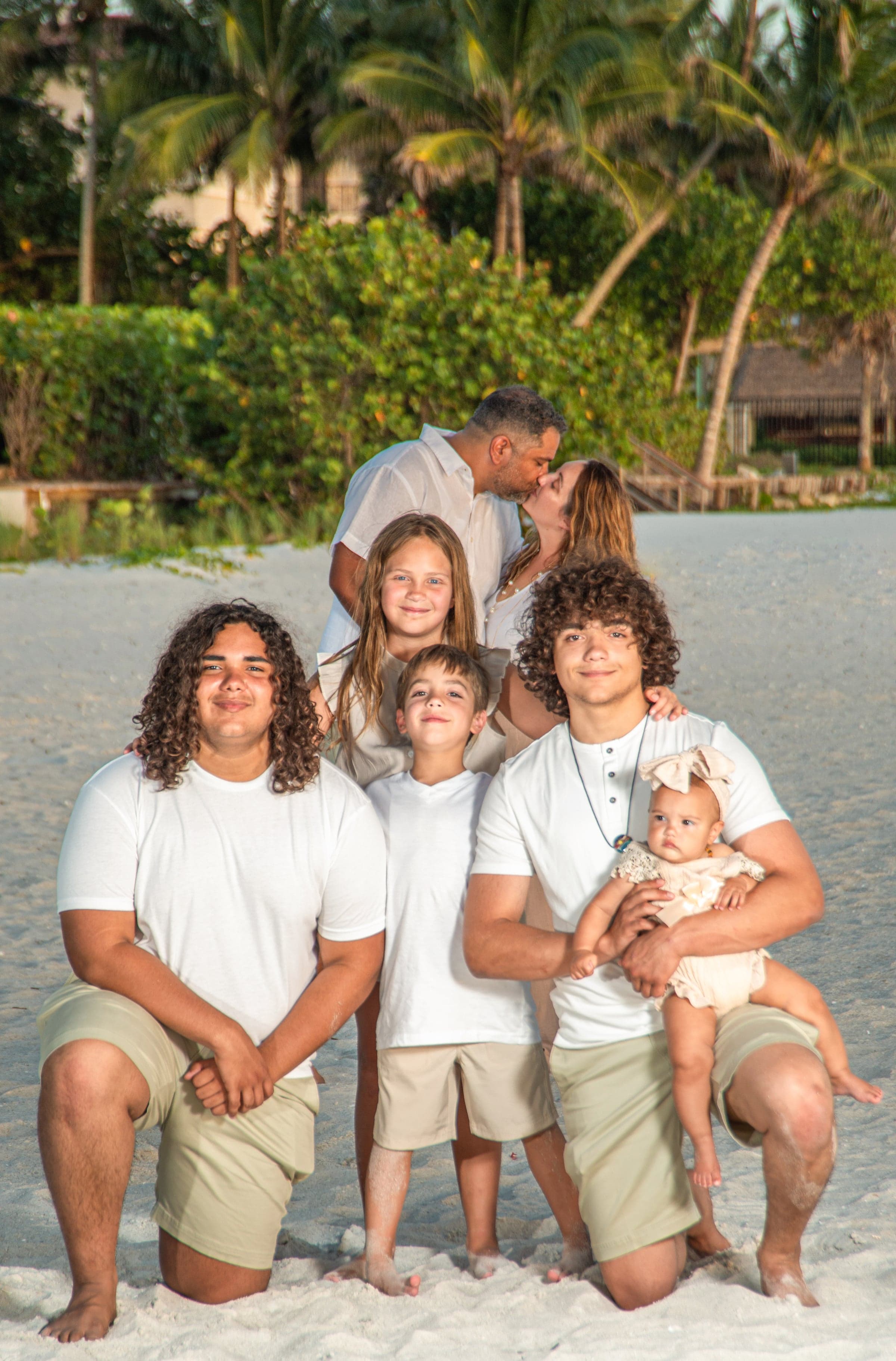 Family portrait at tropical beach, Cape Coral FL