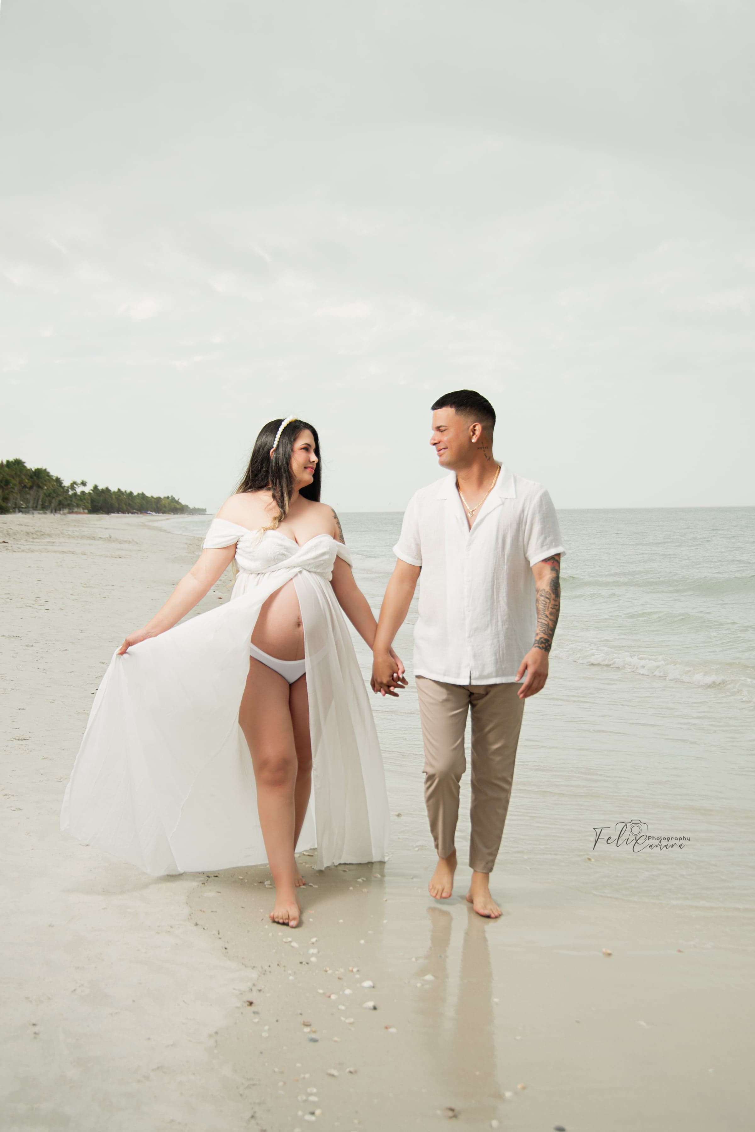 Couple maternity session on beach, Fort Myers FL