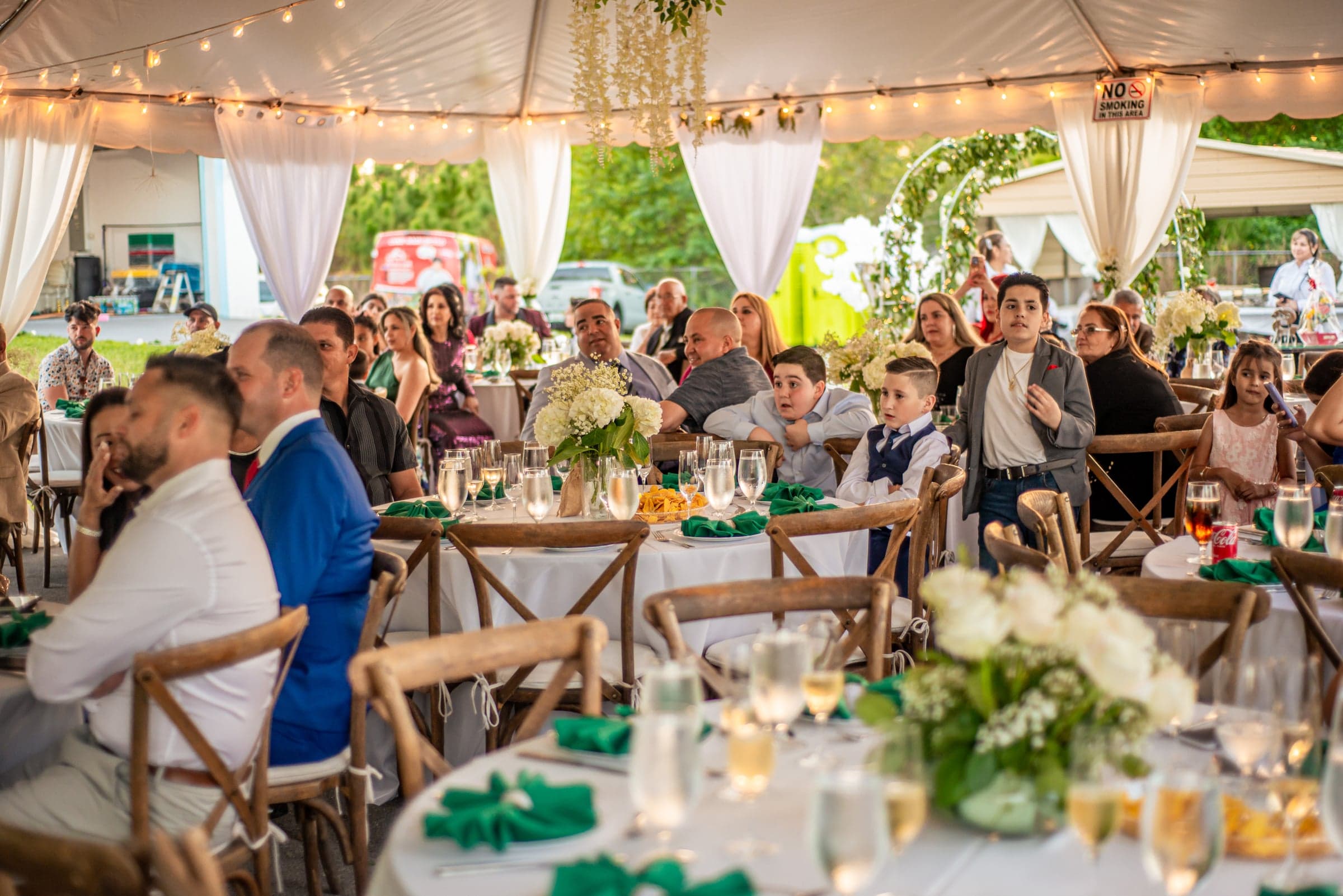 Wedding reception guests celebrating, Southwest Florida venue