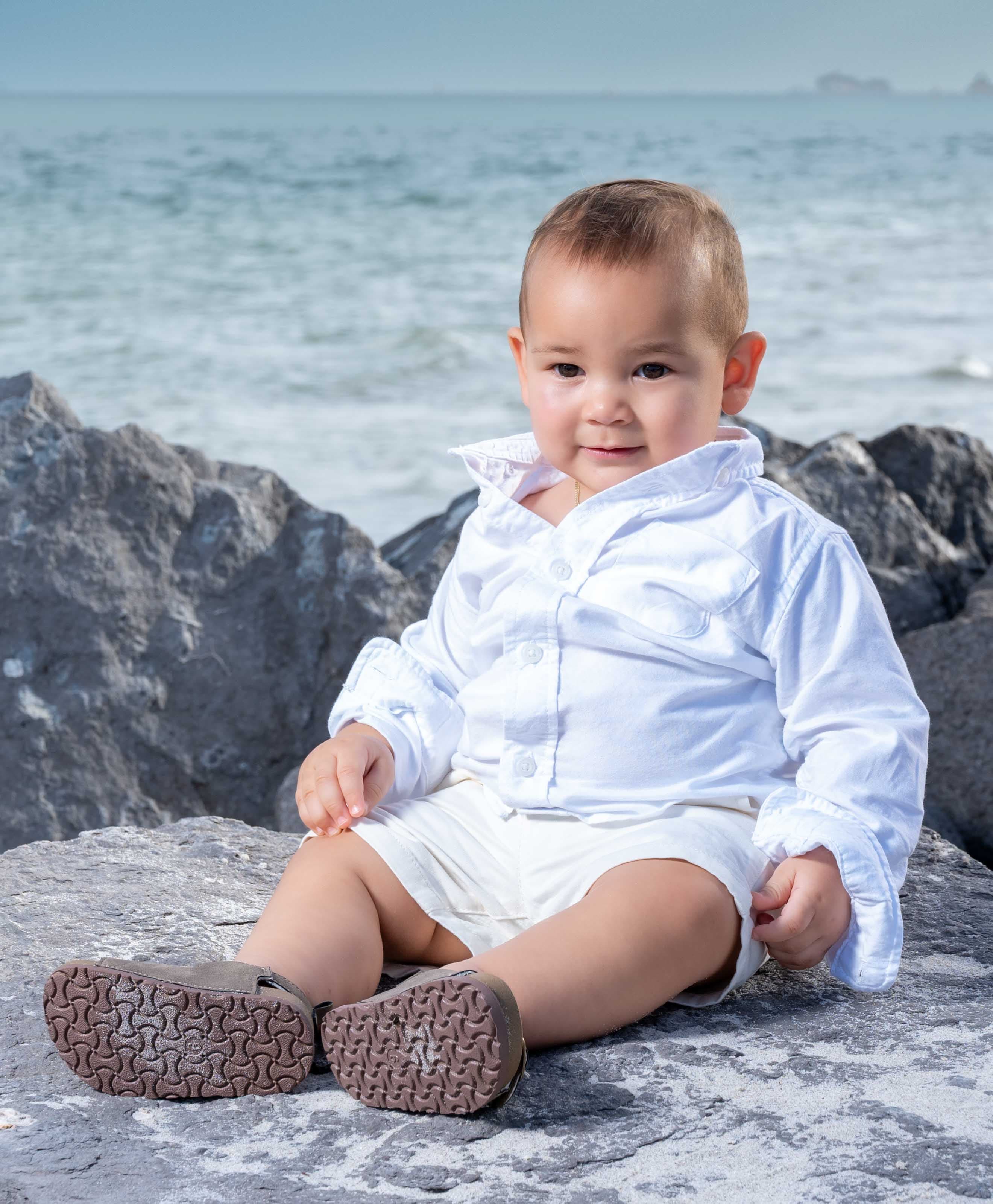 Toddler portrait outdoors, close-up