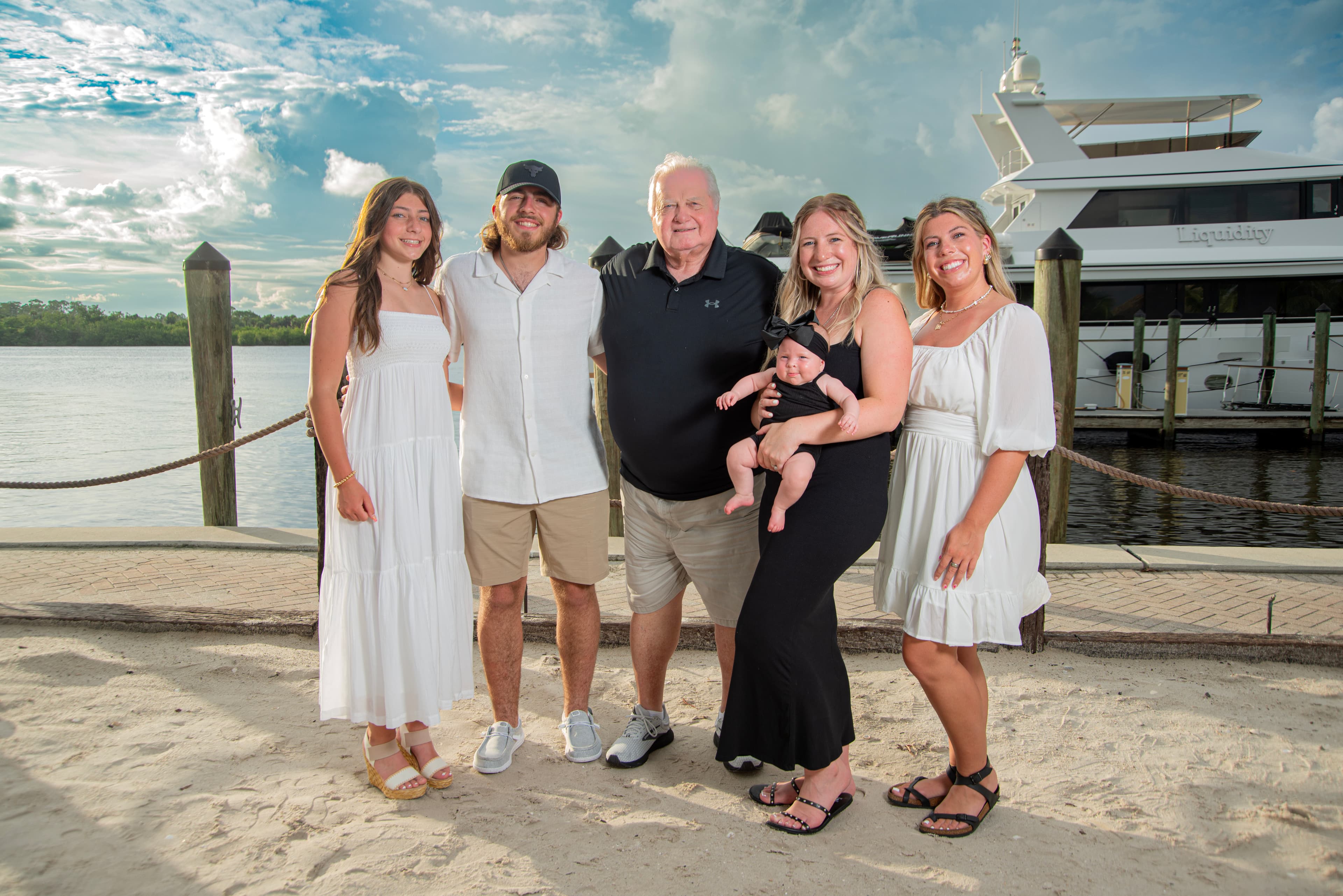 Family group portrait on the waterfront