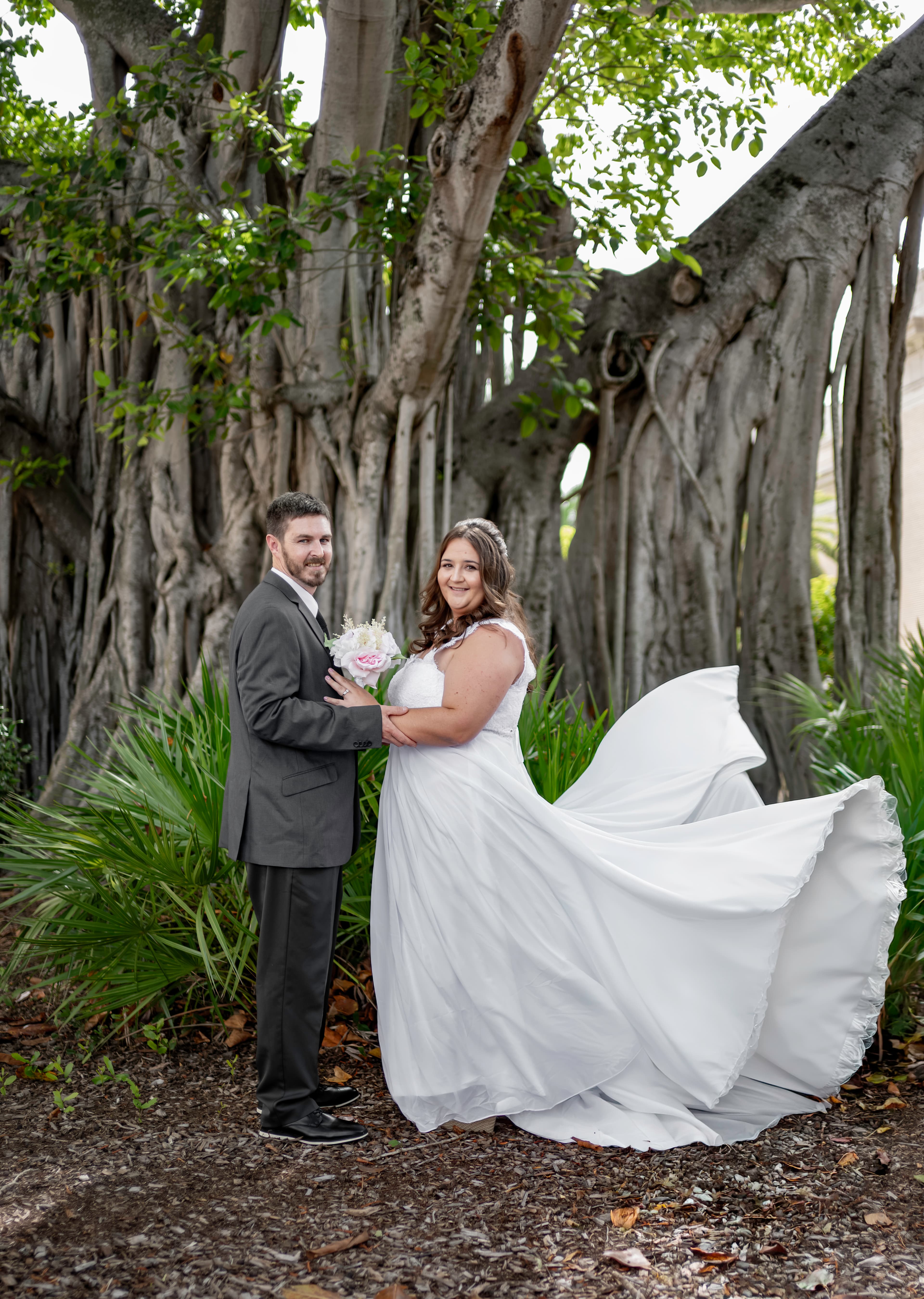 Wedding couple embrace, Southwest Florida venue